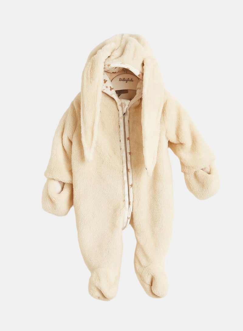 سالوبيت بألوان بيج جذاب مع قبعة آذان أرنب - Image 1